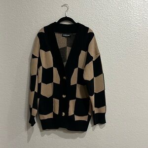 KEISER CLARKCHEVRON CHECK KNIT CARDIGAN Men Large